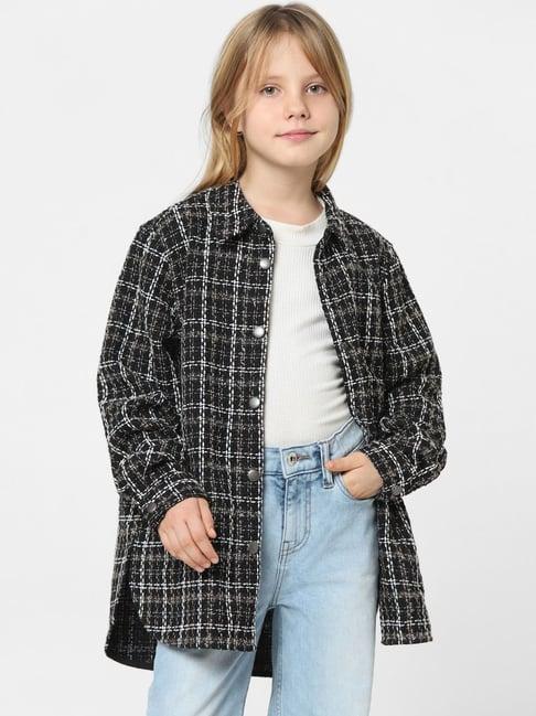 kids only black chequered full sleeves shirt