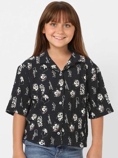 kids only black cotton printed shirt