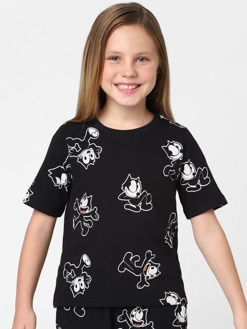 kids only black printed t-shirt