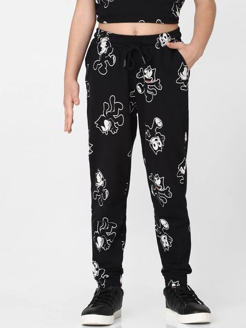 kids only black printed trackpants