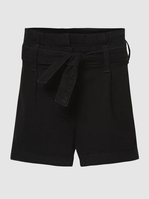 kids only black solid shorts with belt