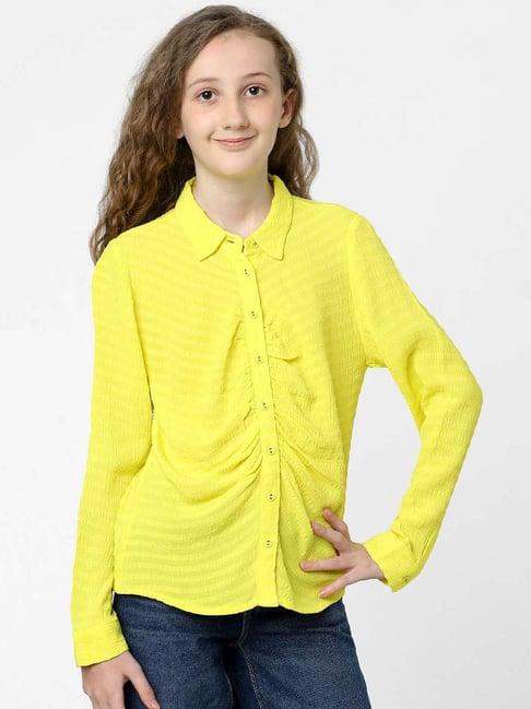 kids only blazing yellow self pattern full sleeves shirt