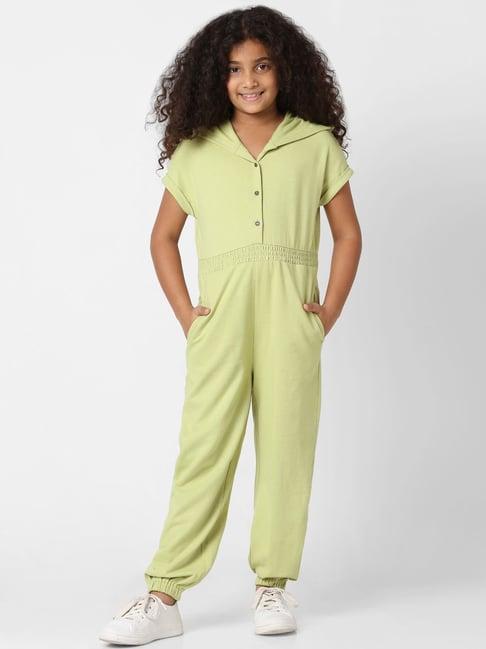 kids only celery green cotton regular fit jumpsuit