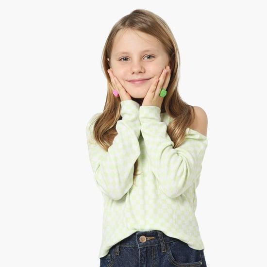 kids only girls checked cold-shoulder top