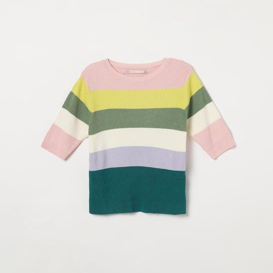 kids only girls striped round neck casual top