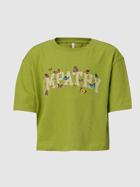 kids only green printed t-shirt
