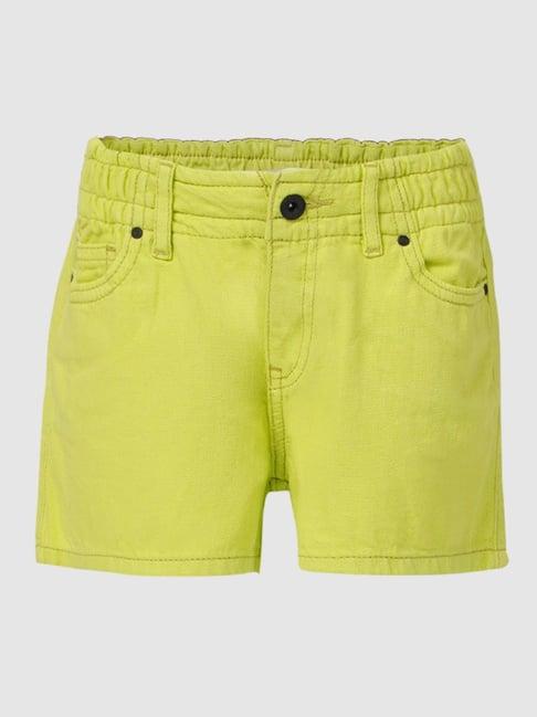 kids only green solid shorts