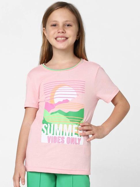 kids only light pink printed t-shirt