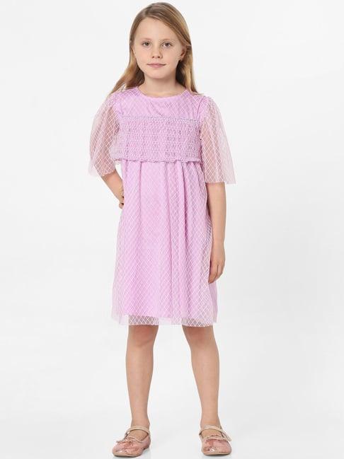 kids only lilac self design dress