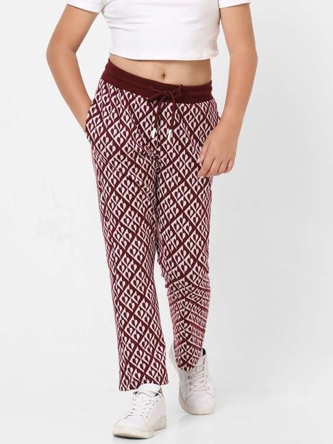 kids only maroon & white printed pants
