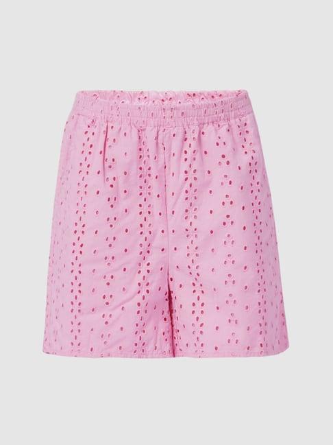 kids only pink self design shorts