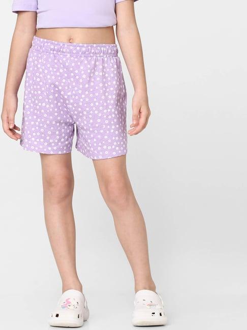 kids only purple floral print shorts