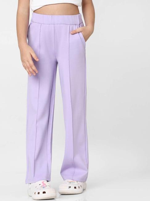kids only purple solid trousers