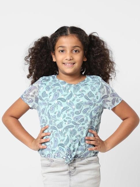 kids only sky blue printed top