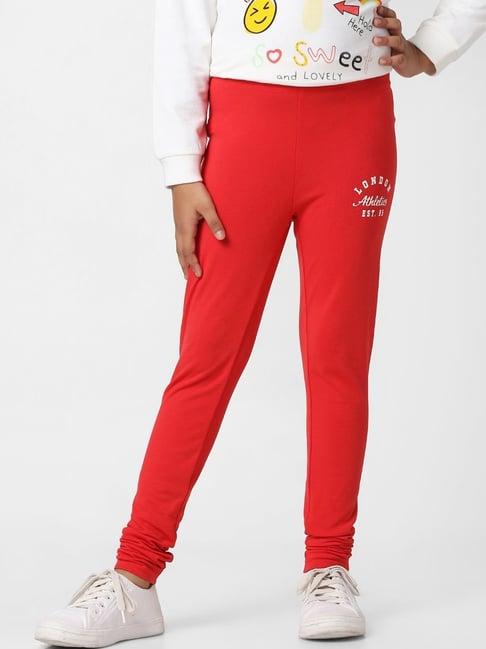 kids only true red cotton printed leggings