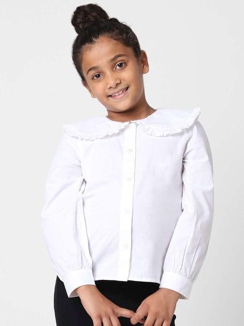 kids only white cotton regular fit full sleeves shirt