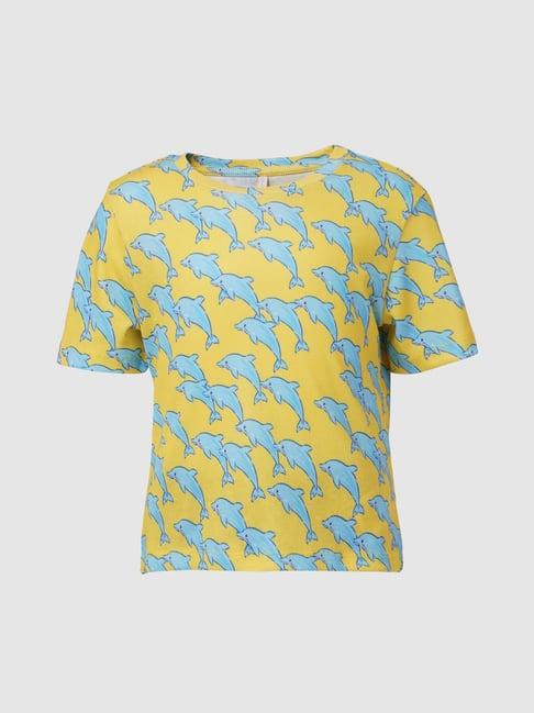 kids only yellow printed t-shirt