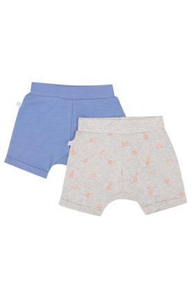 kids printed and slub shorts - pack of 2 - blue
