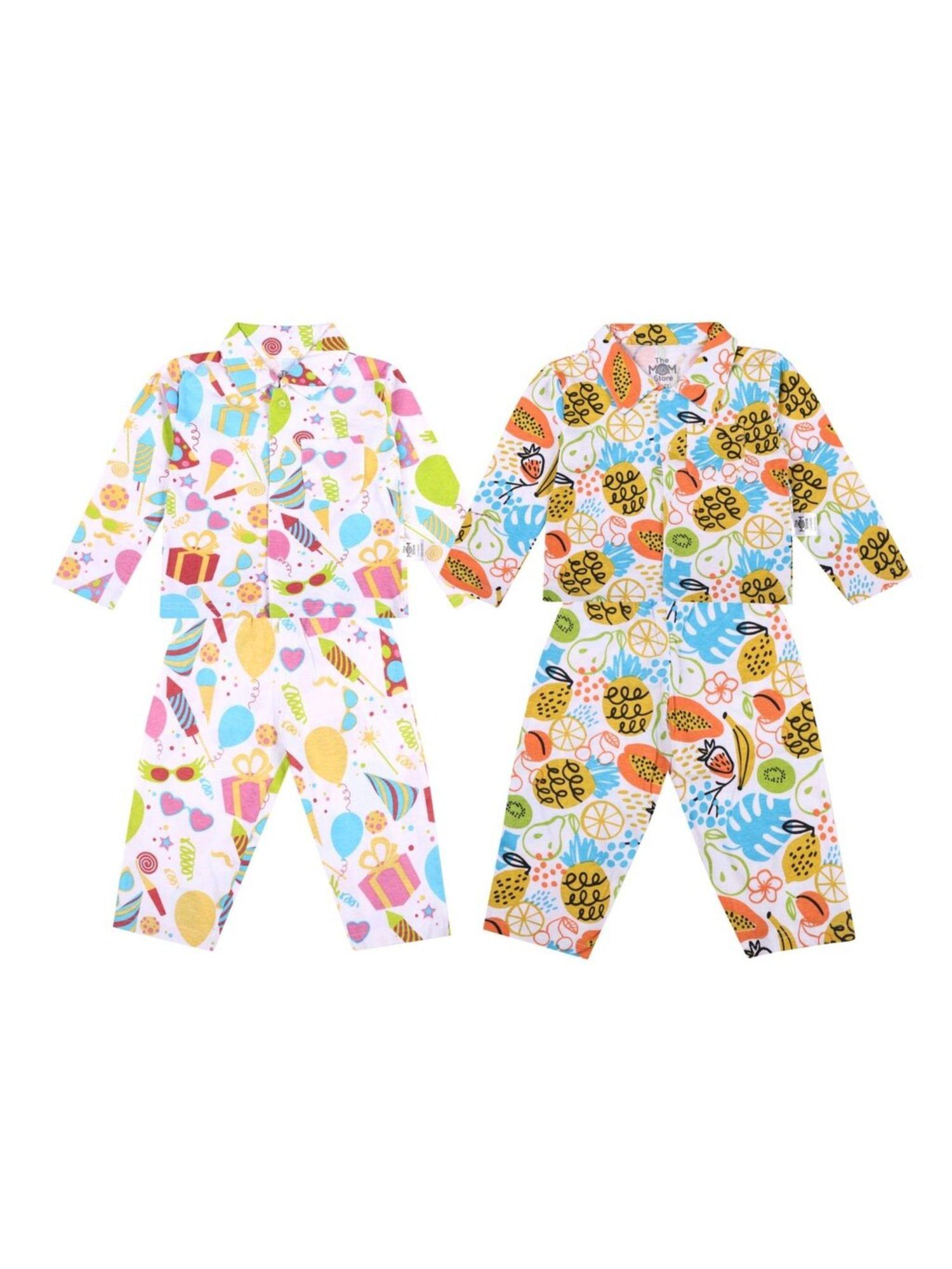 kids pyjama set combo of 2 - pyjama party & sweet tropical (set of 4)