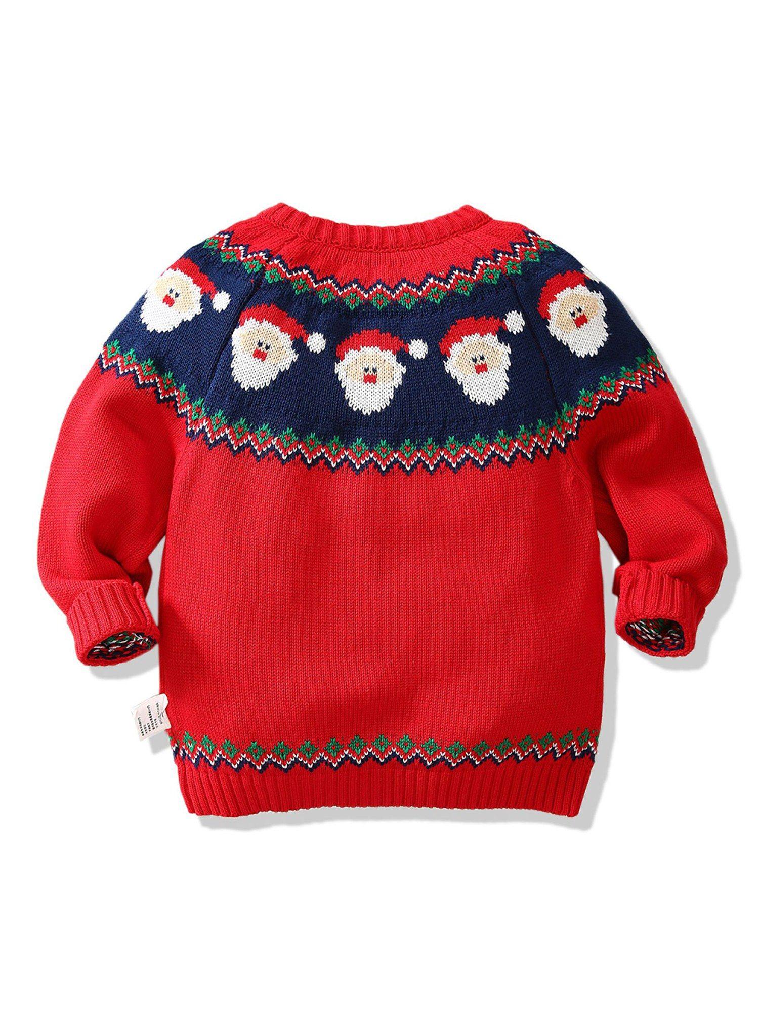 kids red & navy hoho cardigan sweater round neck