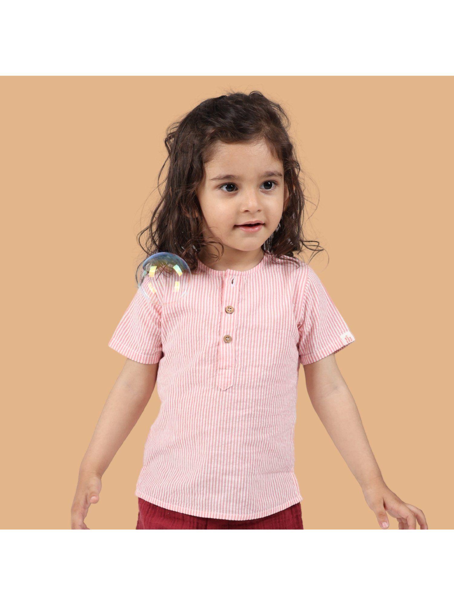 kids resort 3/4th placket cotton kurta shirt