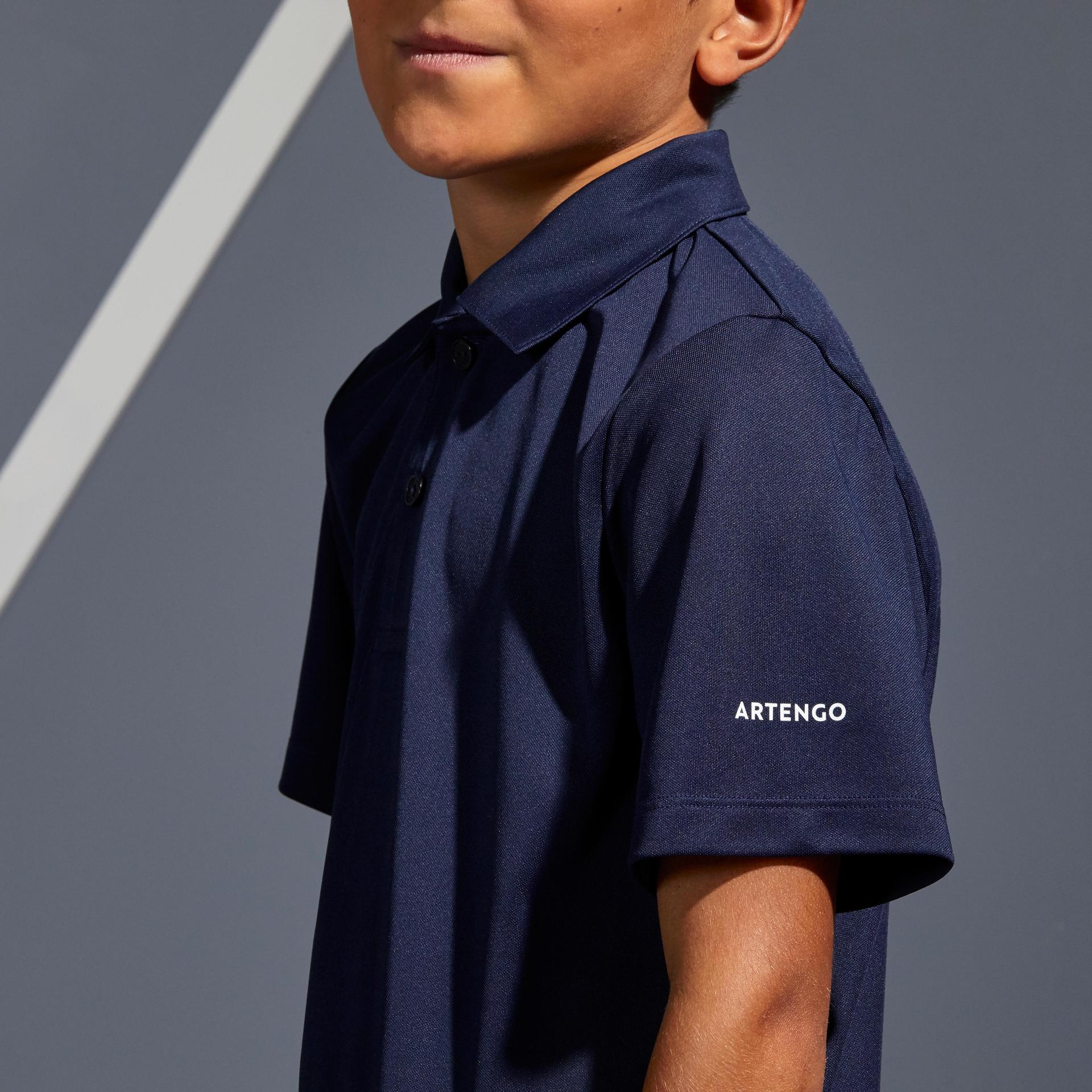 kids tennis polo t-shirt - dry 100 navy blue