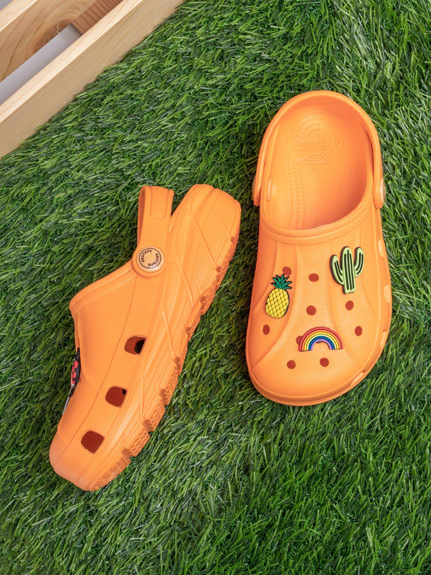 kids unisex solid orange clogs