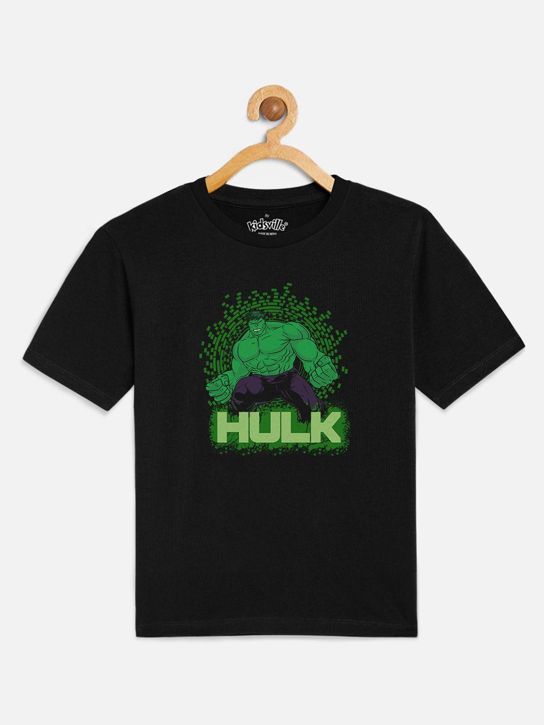 kids ville boys black hulk printed round neck t-shirt