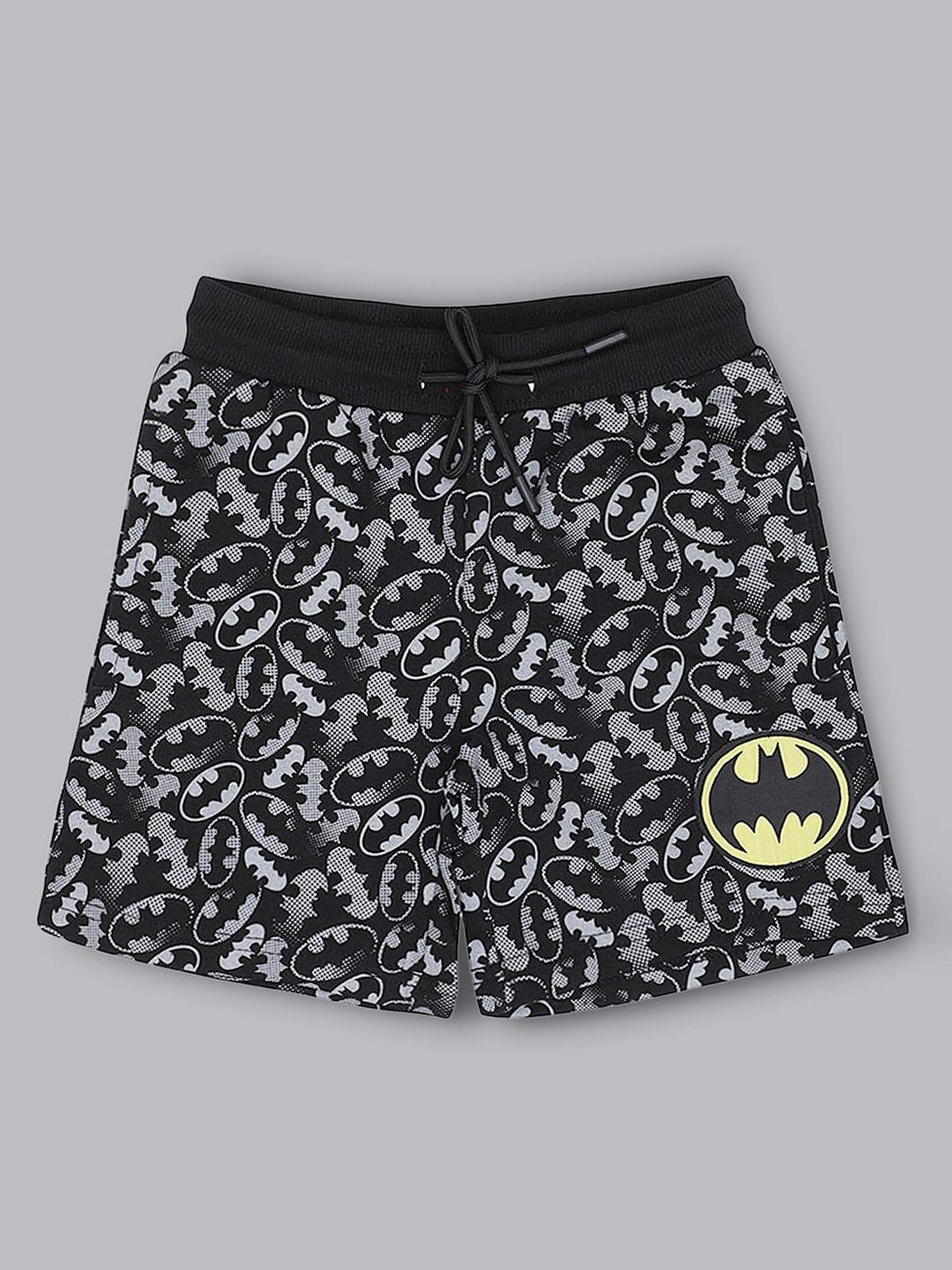kids ville boys black printed batman shorts