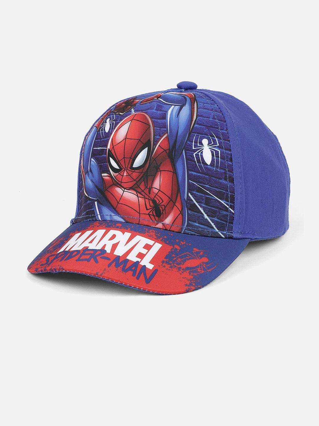 kids ville boys blue & red spiderman printed baseball cap