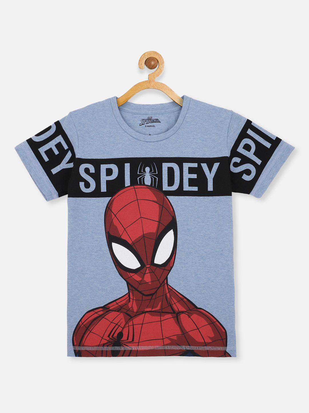 kids ville boys blue & red spiderman printed t-shirt