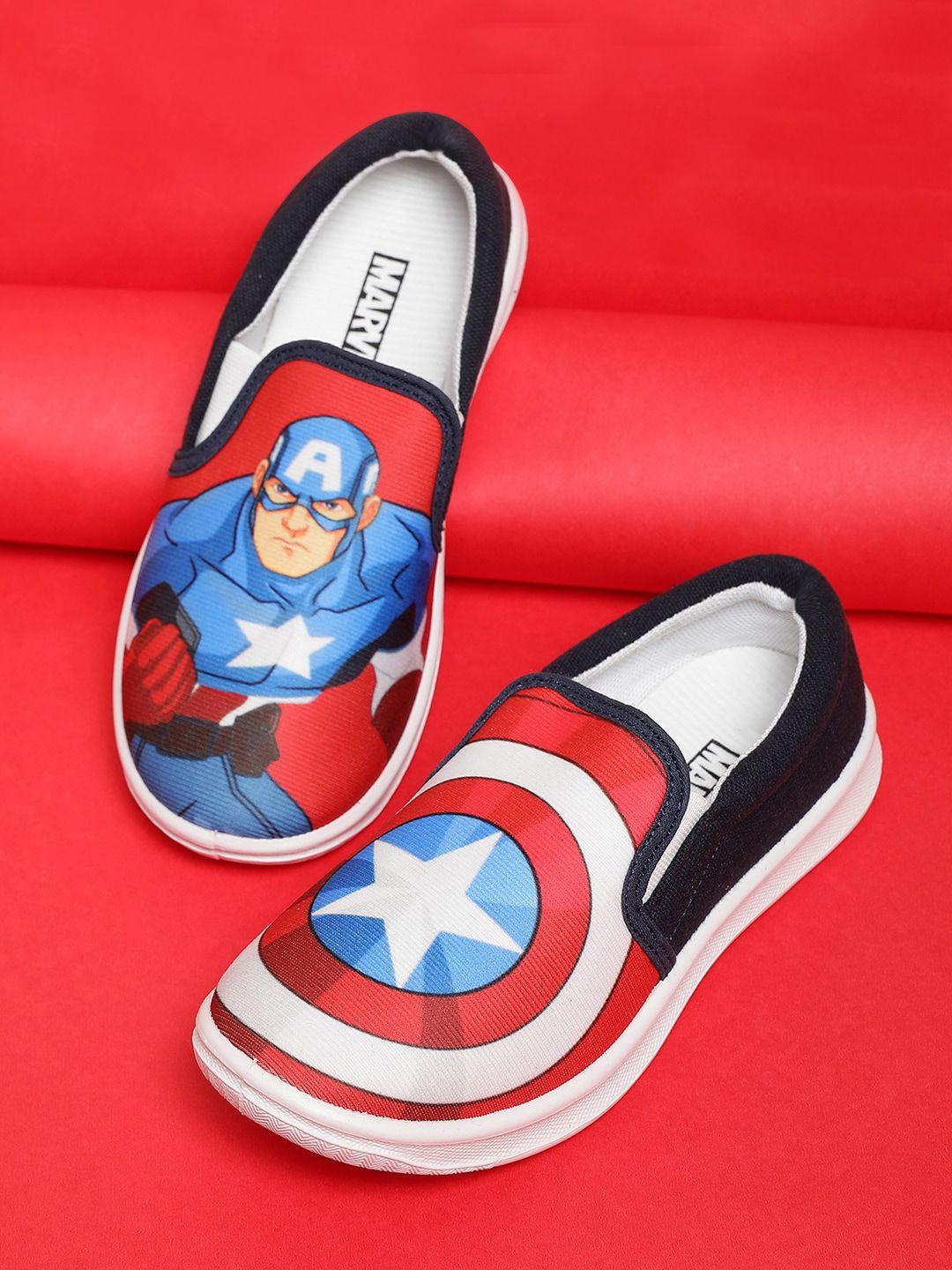 kids ville boys captain america printed comfort insole slip-on sneakers