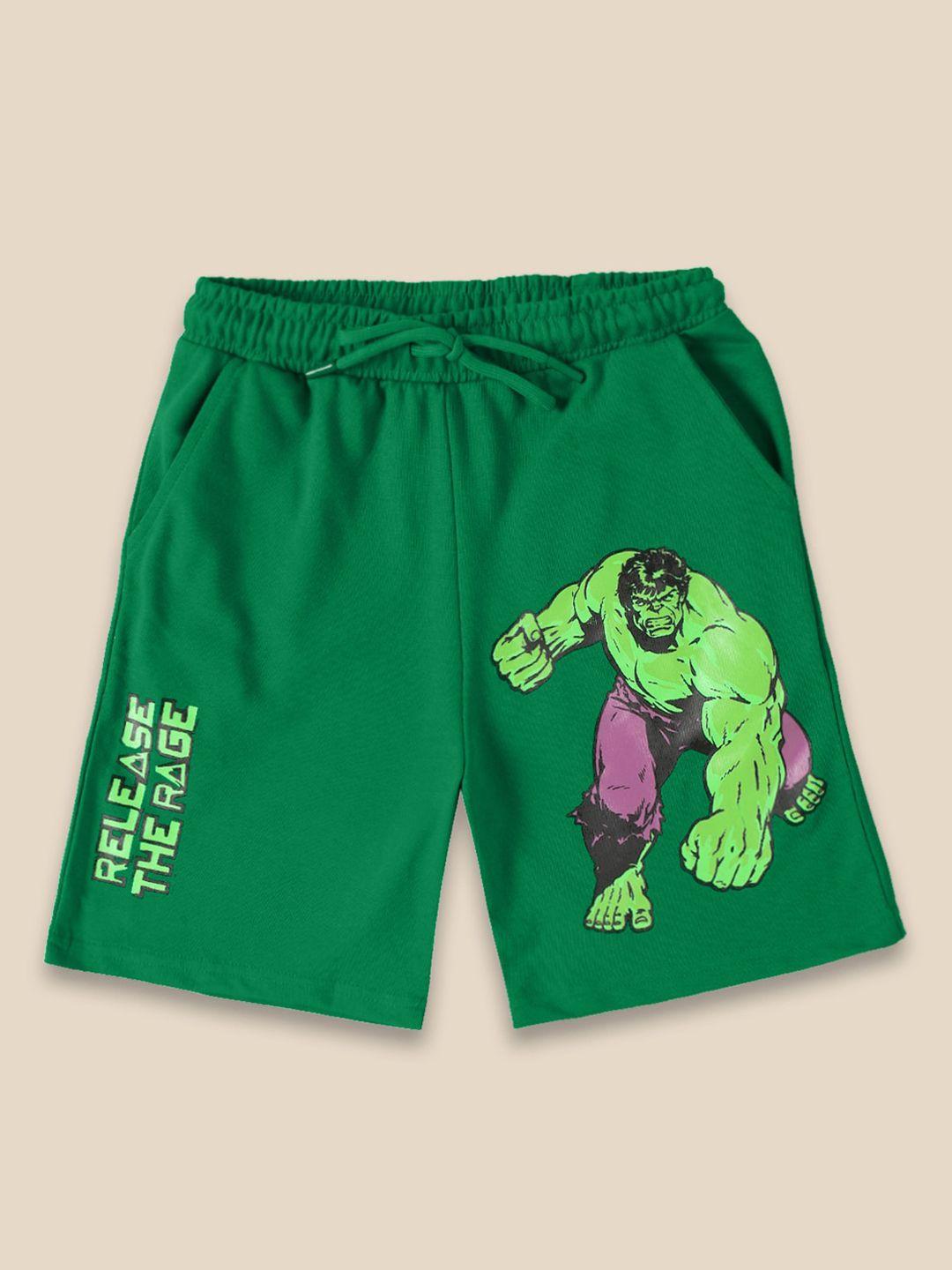 kids ville boys hulk printed cotton shorts