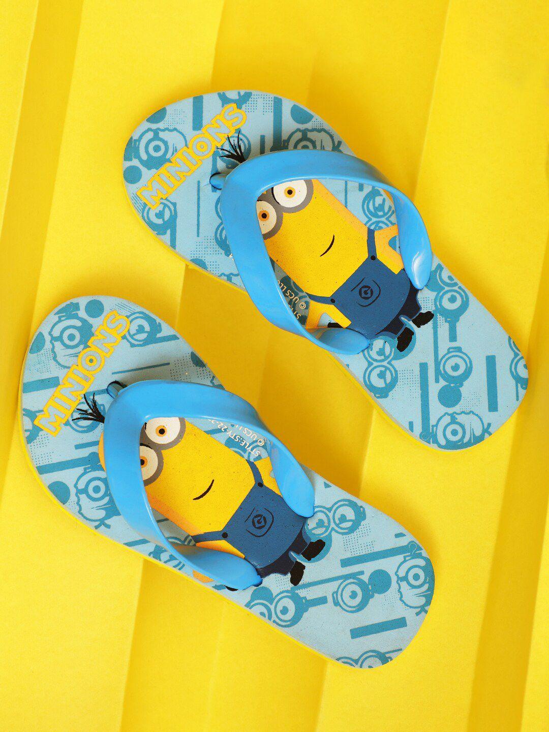 kids ville boys minions printed comfortable and lightweight thongs flip flops