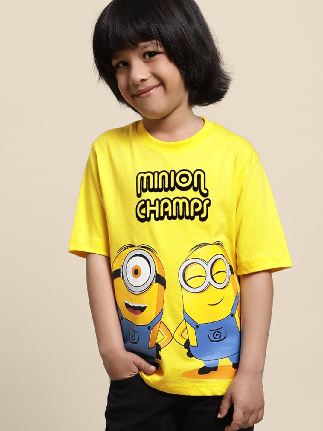 kids ville boys minions-printed cotton t-shirts