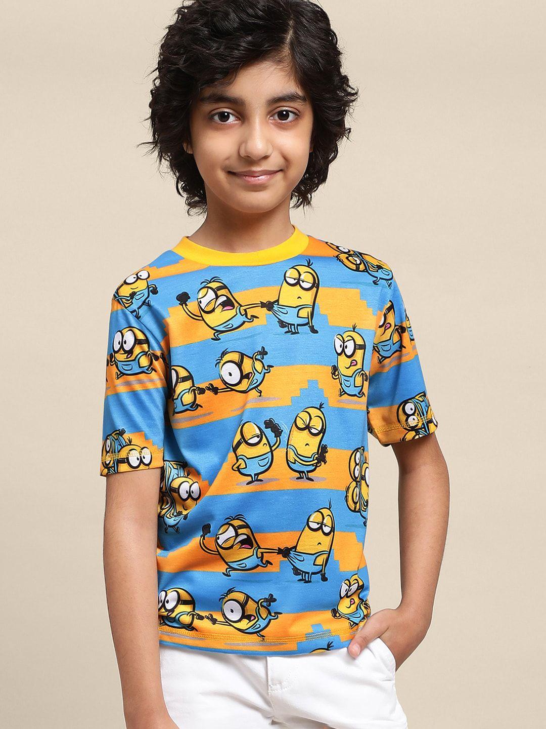 kids ville boys minions-printed cotton t-shirts