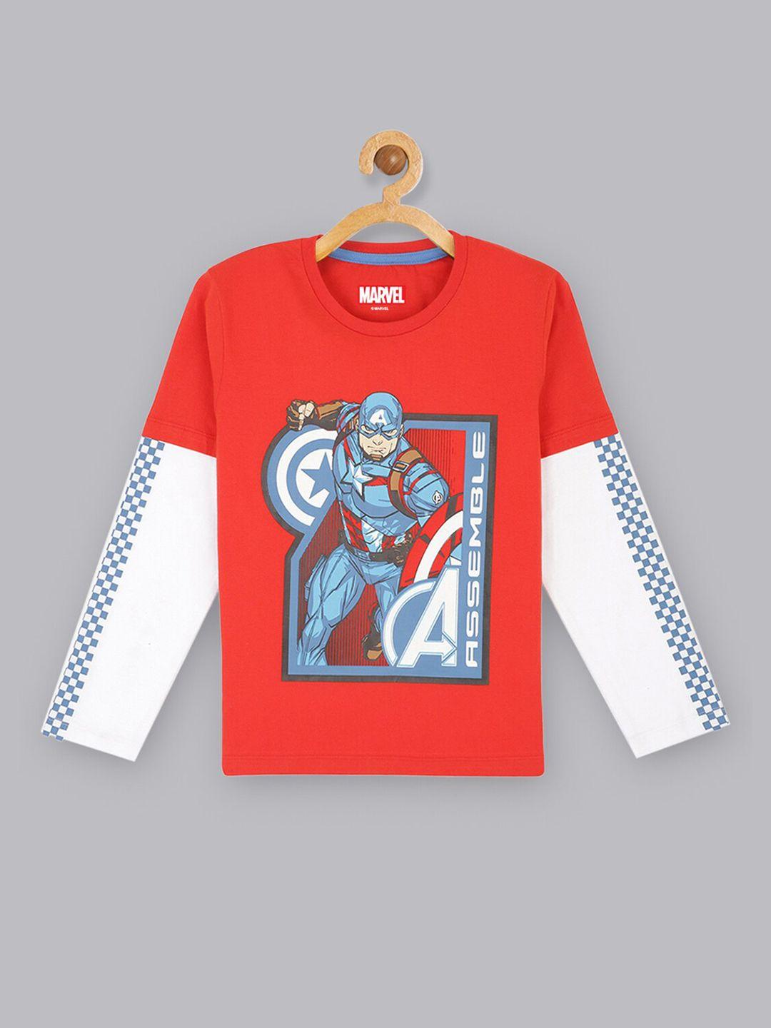 kids ville boys multicoloured captain america printed applique t-shirt