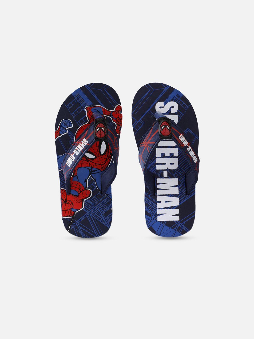 kids ville boys navy blue & white spiderman printed room slippers