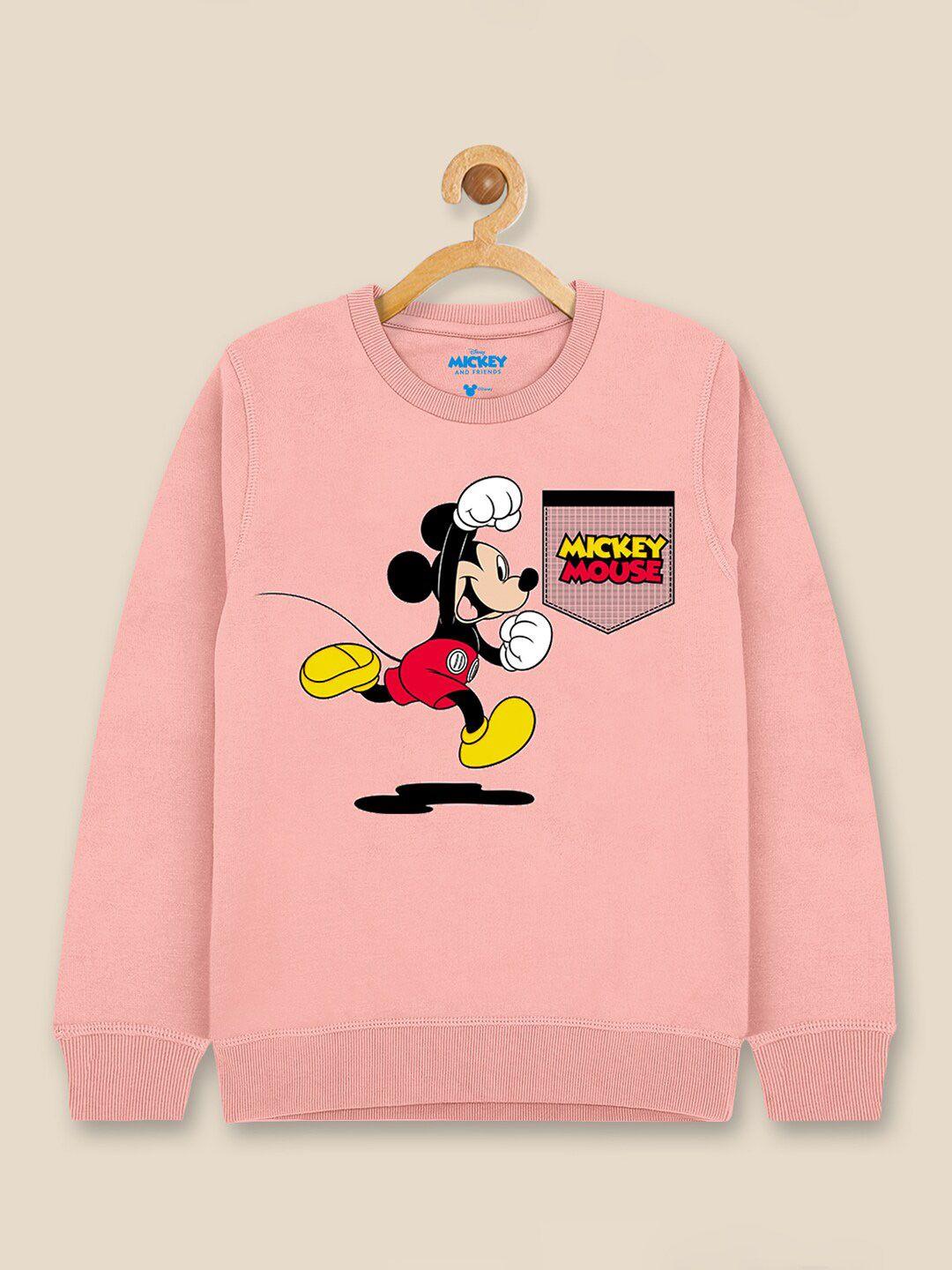 kids ville boys pink mickey & friends printed sweatshirt