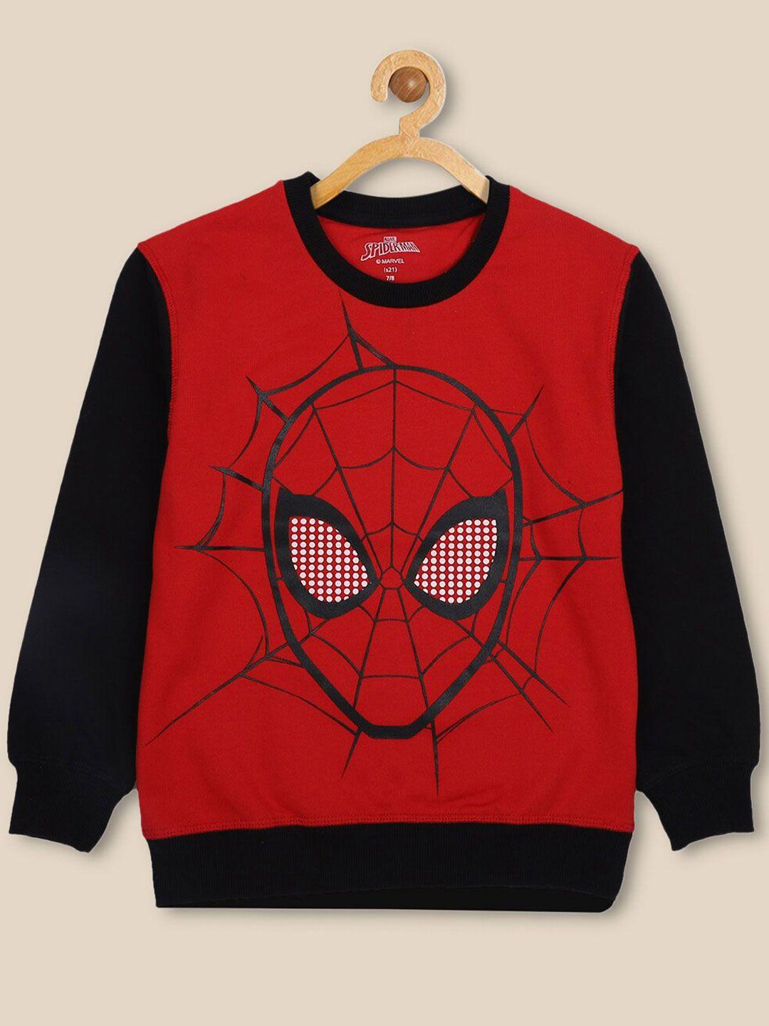 kids ville boys red and black spiderman printed sweatshirt