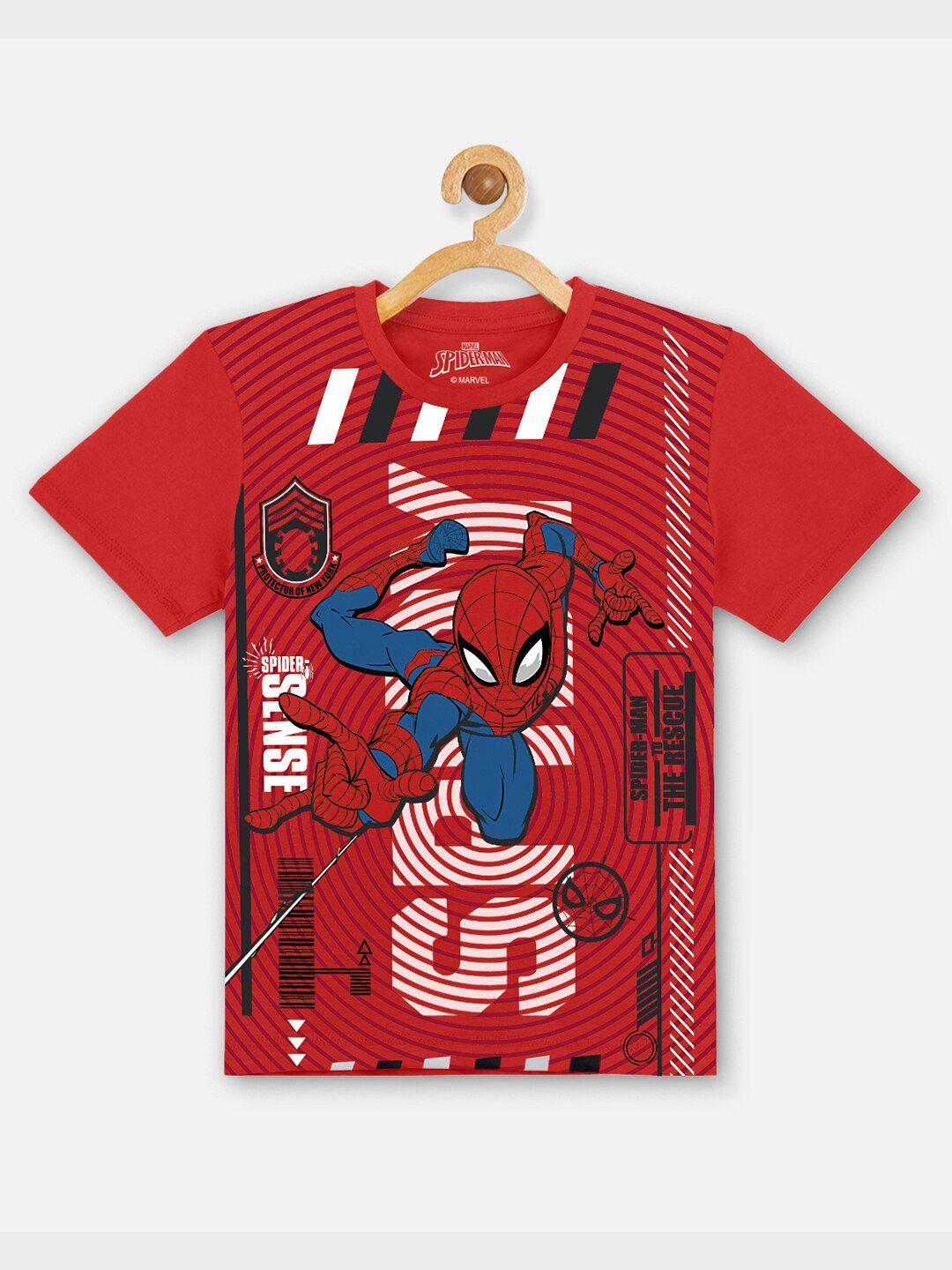 kids ville boys red spider-man printed 100% cotton t-shirt