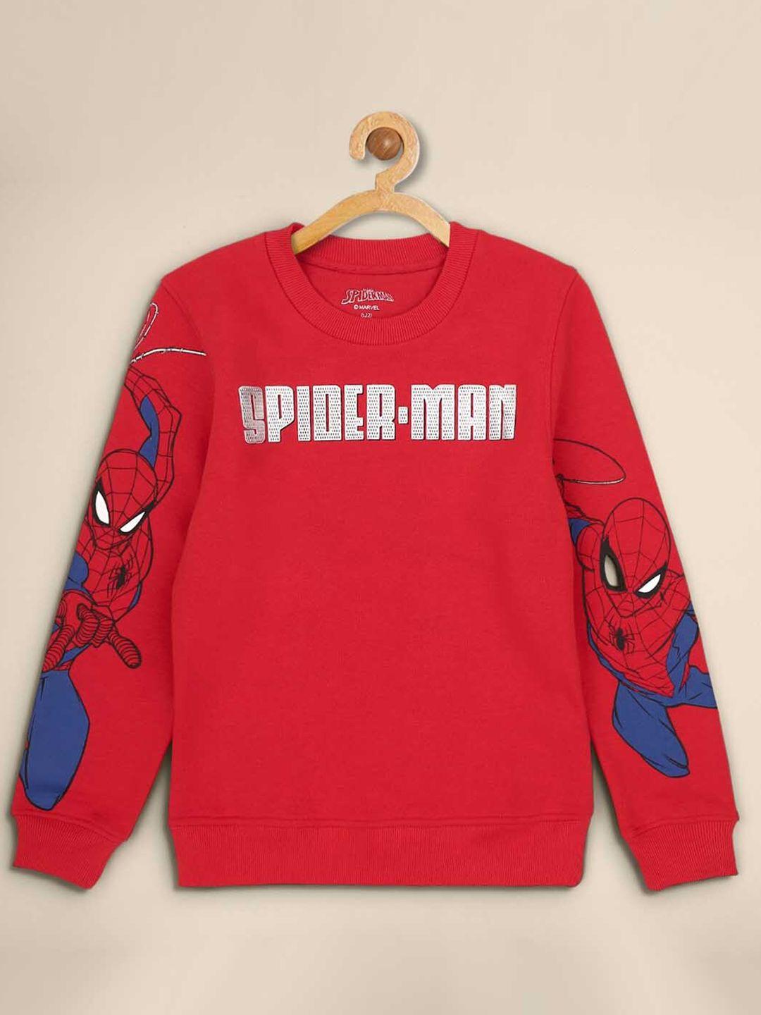 kids ville boys red spiderman printed cotton sweatshirt
