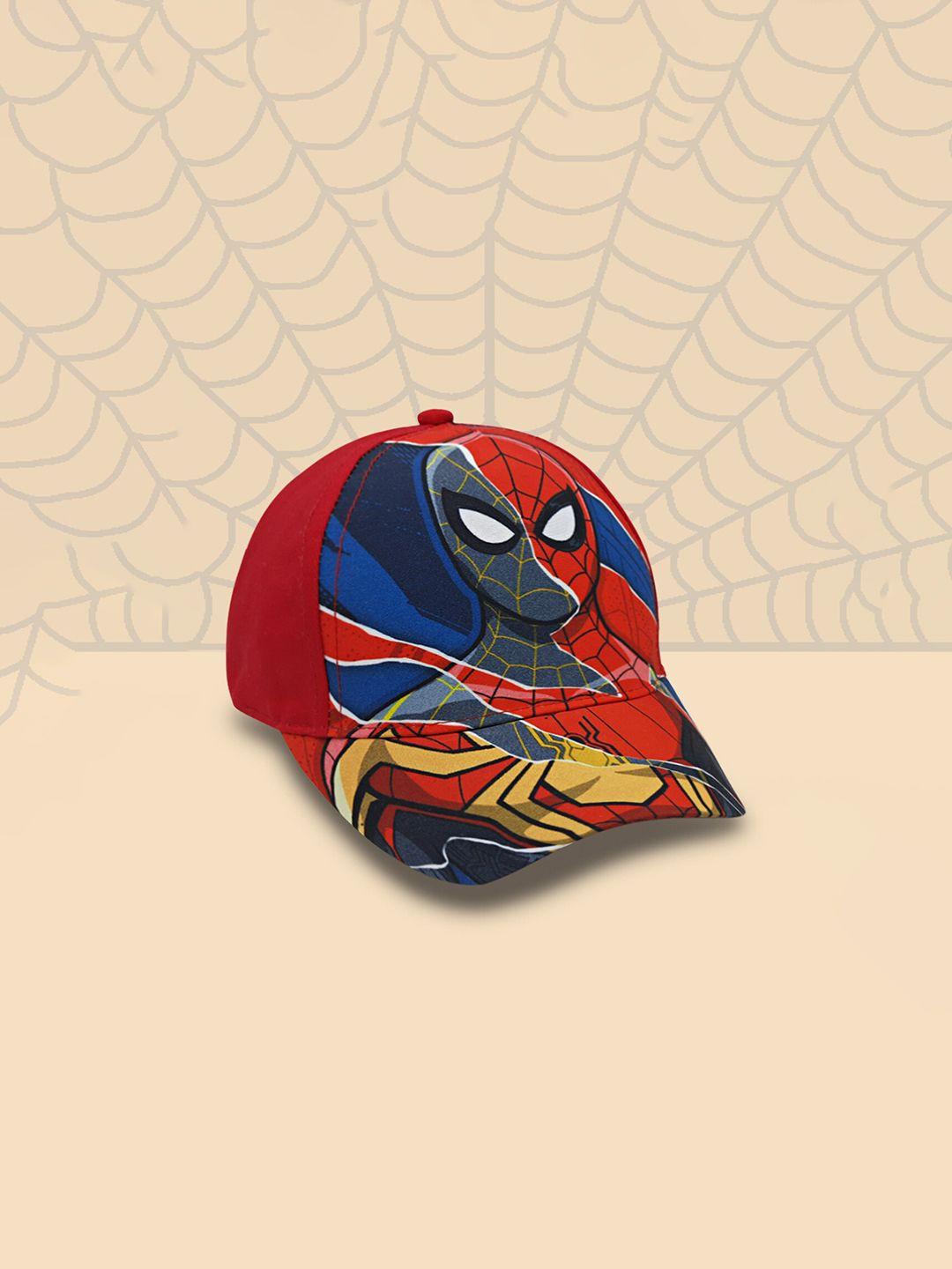 kids ville boys red spiderman printed red velcro cap