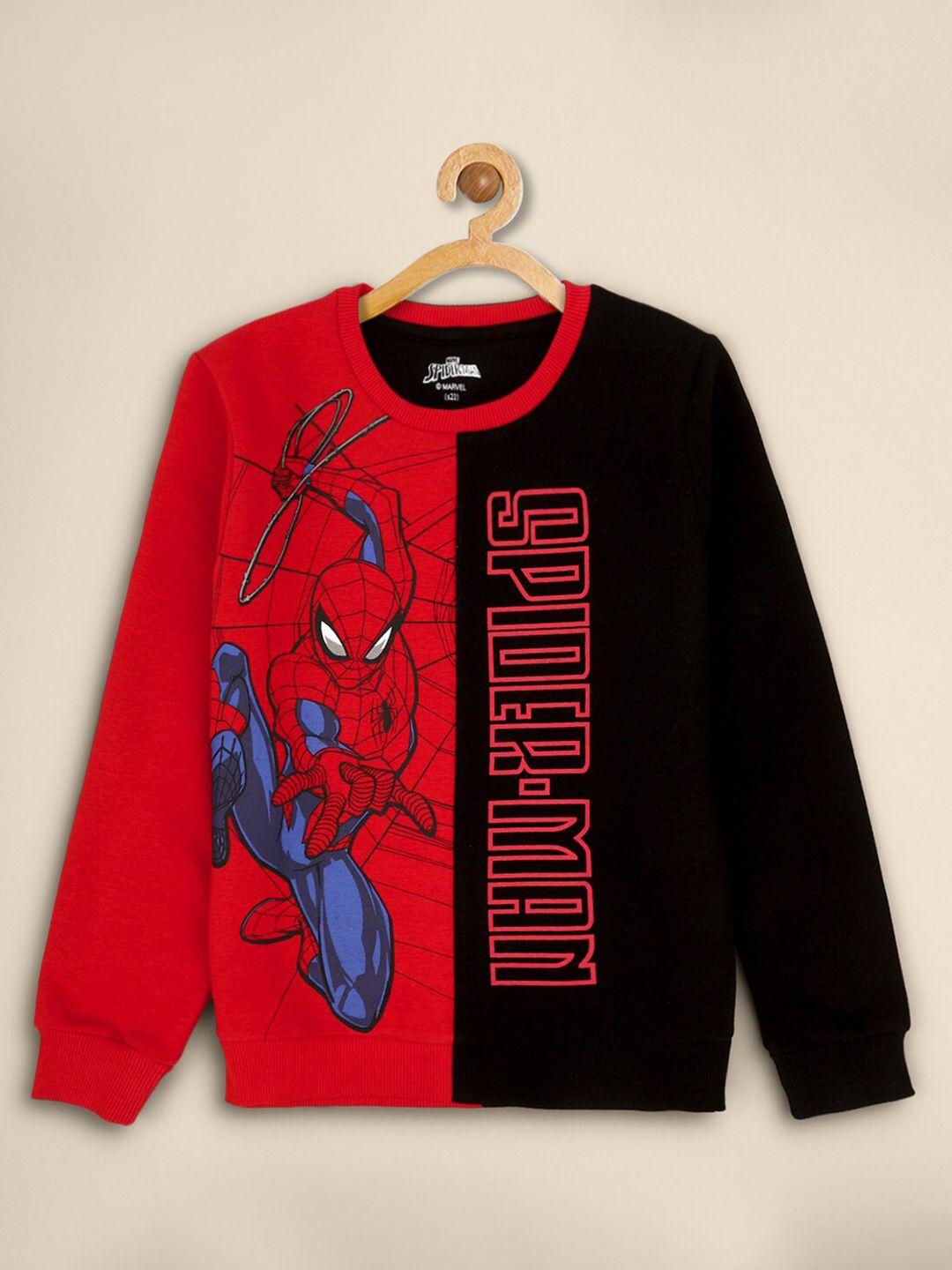 kids ville boys red spiderman printed sweatshirt