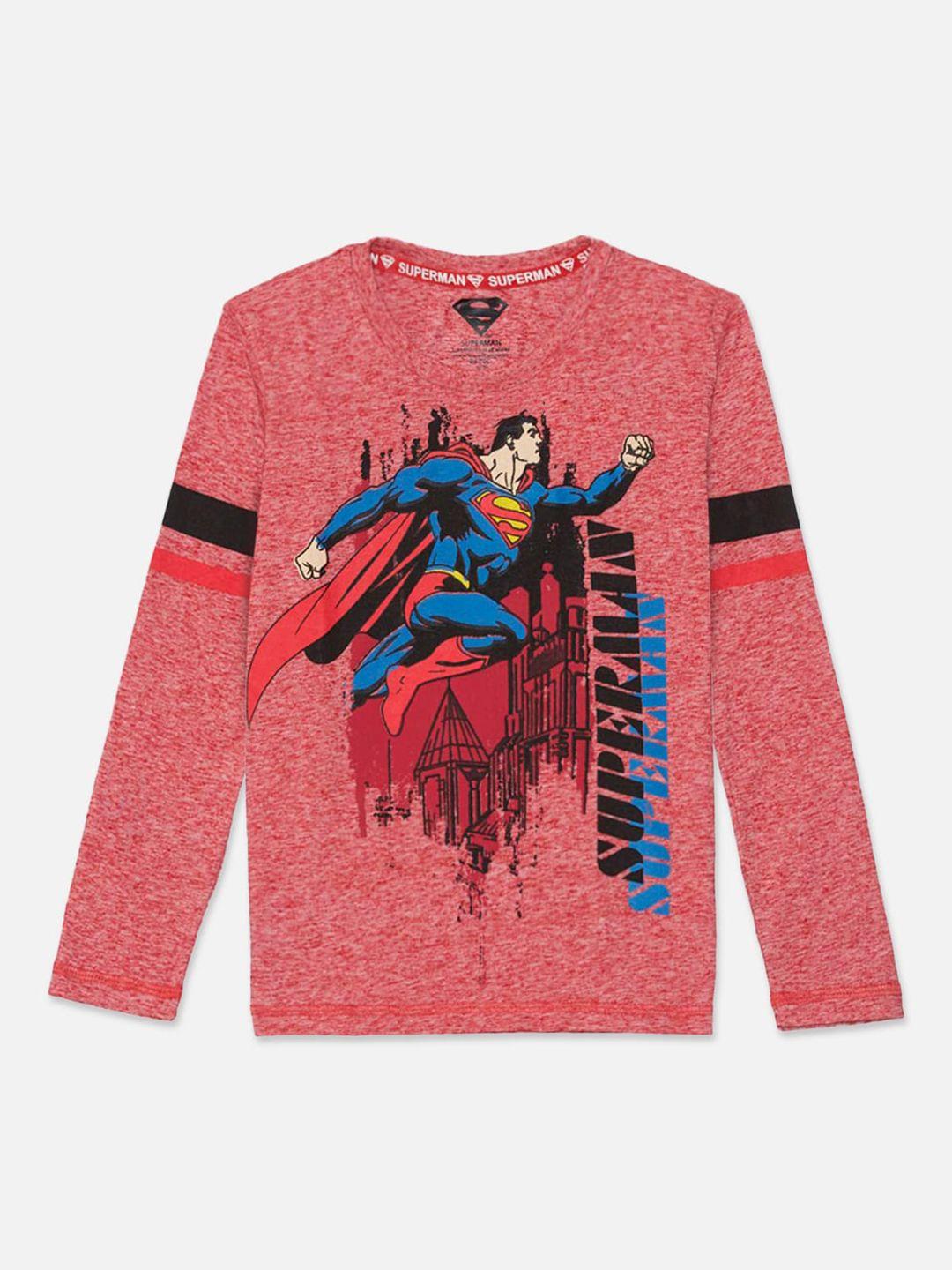 kids ville boys red superman printed round neck cotton  t-shirt