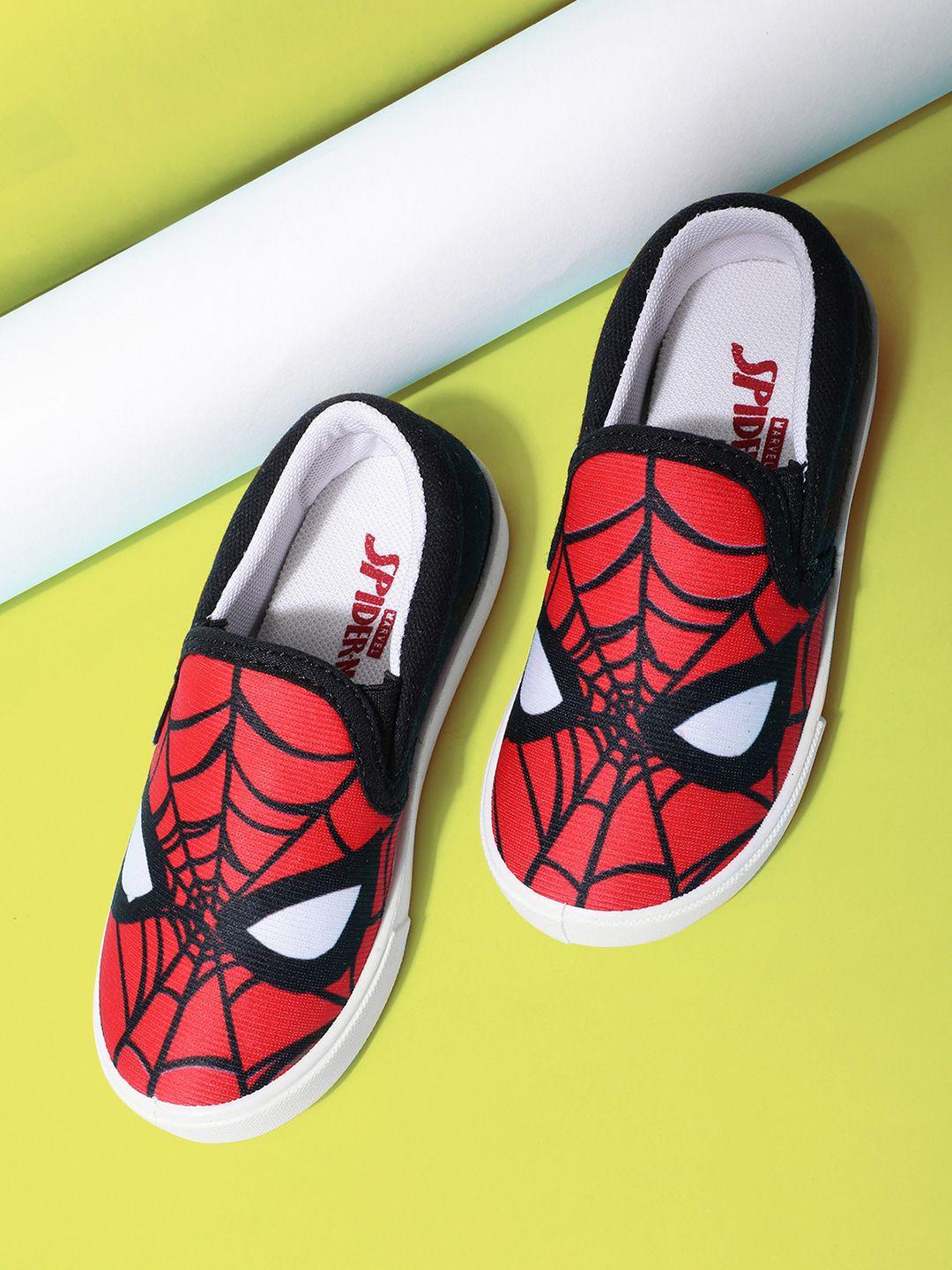 kids ville boys spiderman printed lightweight comfort insole canvas slip on sneakers