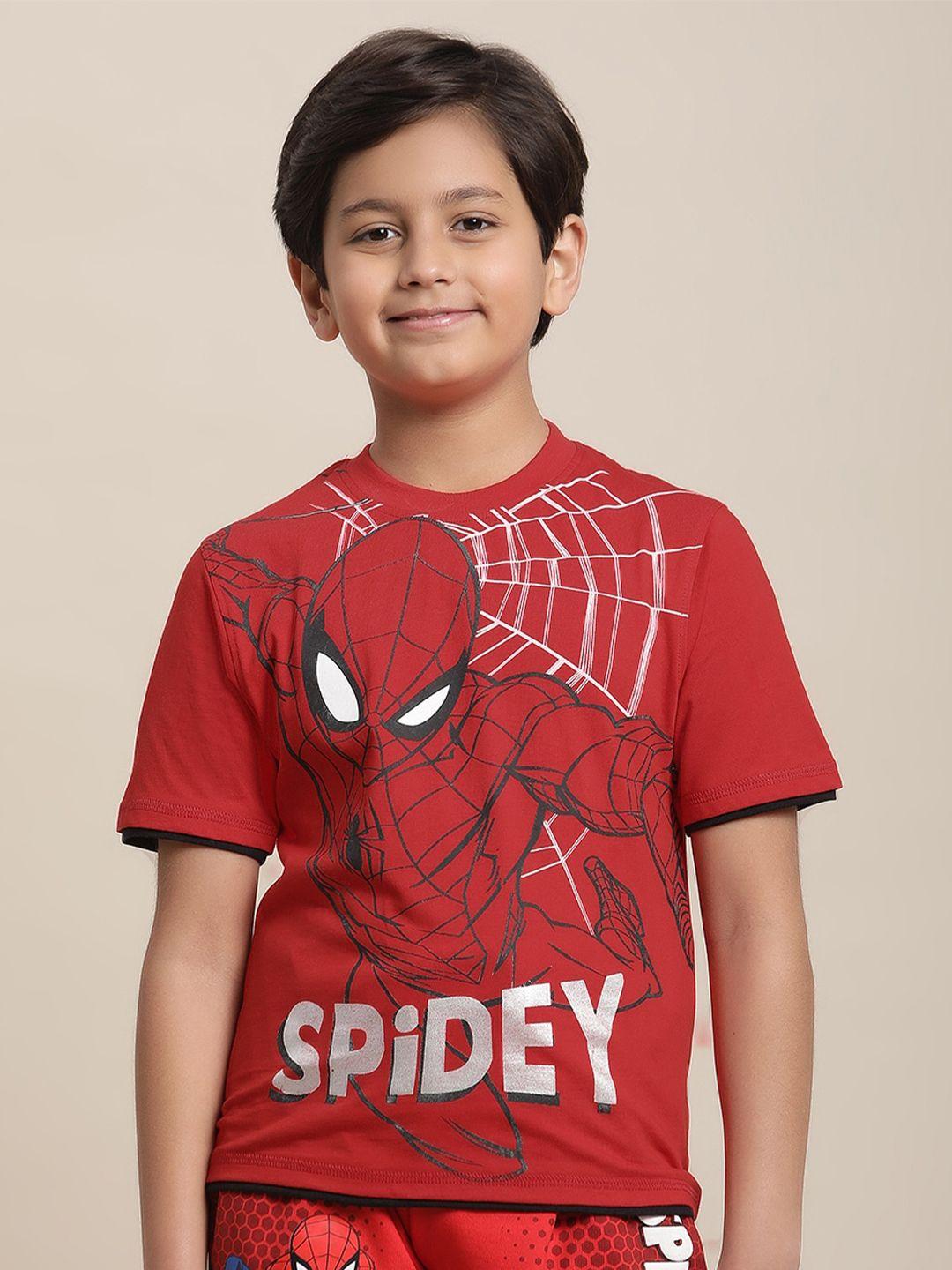 kids ville boys spiderman printed pure cotton t-shirt