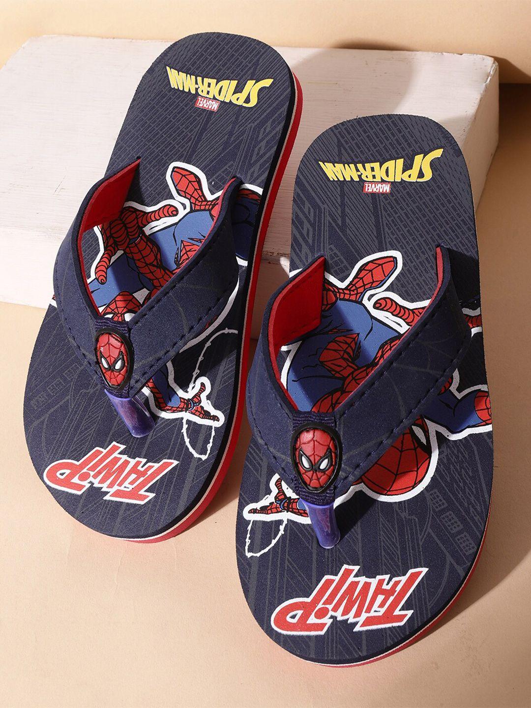 kids ville boys spiderman printed soft cushion comfortable lightweight thong flip flops