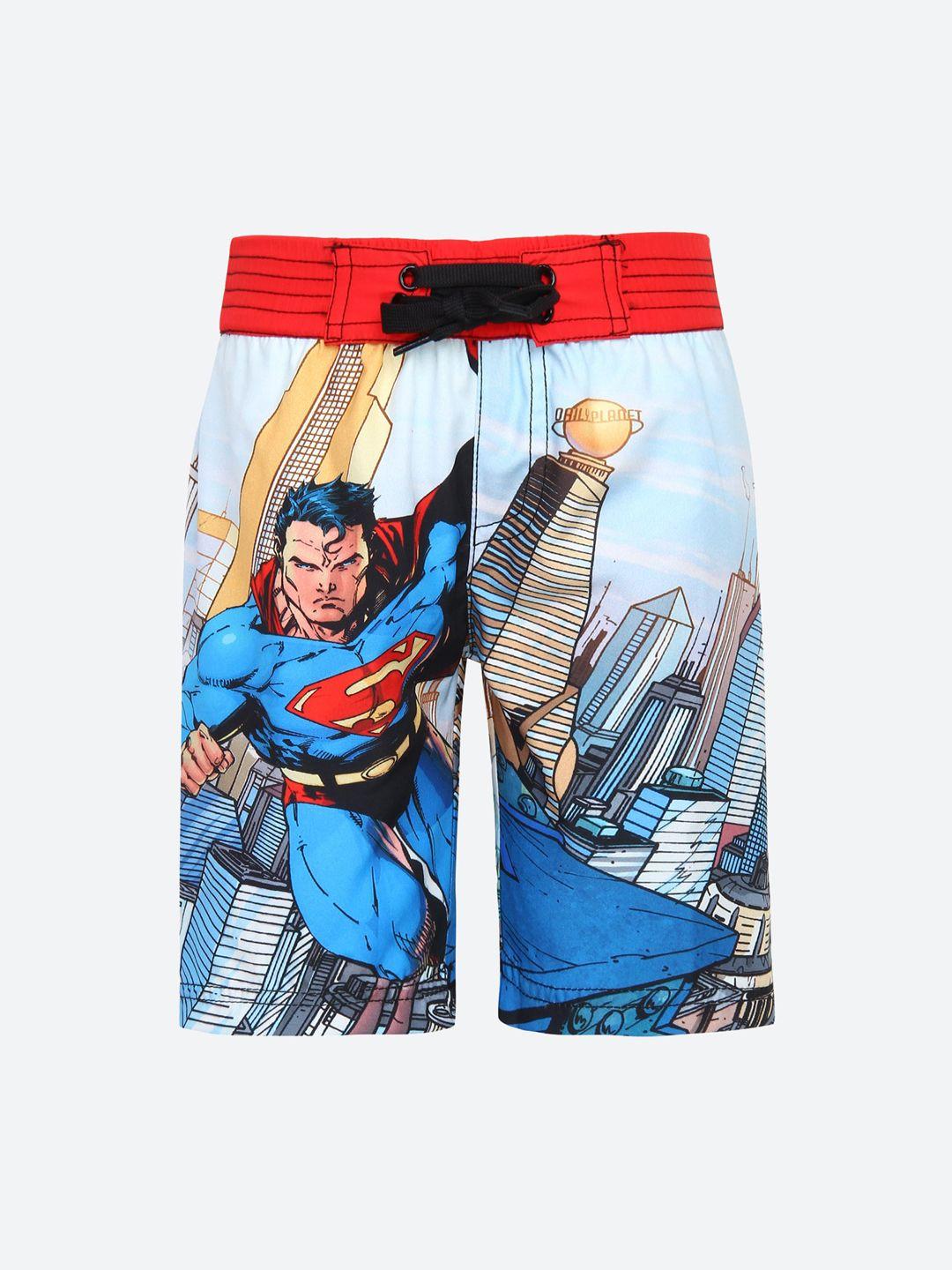 kids ville boys superman printed cotton shorts