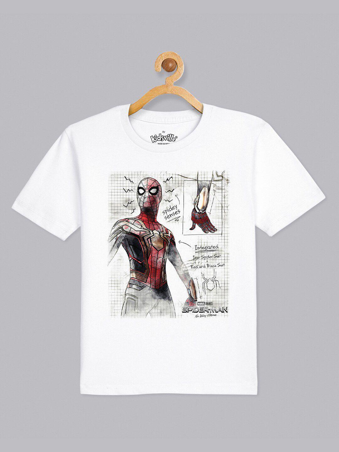 kids ville boys white spider-man printed t-shirt